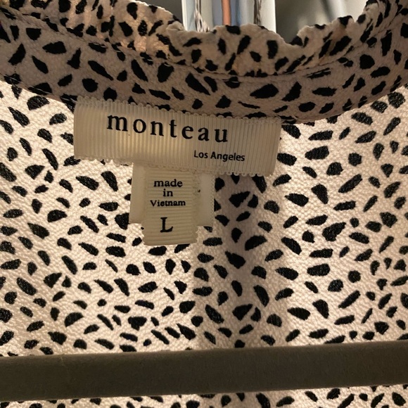 Monteau Cream Wrap Blouse with Black Dot Print - Picture 5 of 7